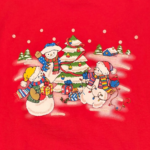 Vintage Holiday Christmas Snowman Sweatshirt - Picture 2 of 3